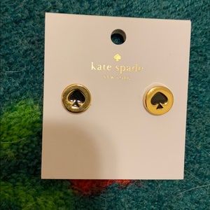 Kate Spade gold black spade disc earrings